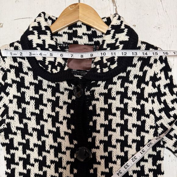 525 America Cardigan Sweater S Black And White Houndstooth Large Button Down - Picture 10 of 14